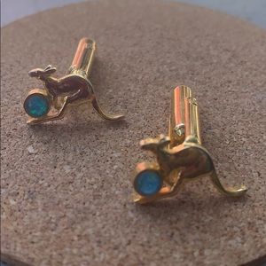 Kangaroo gold-tone Cufflinks with blue stone